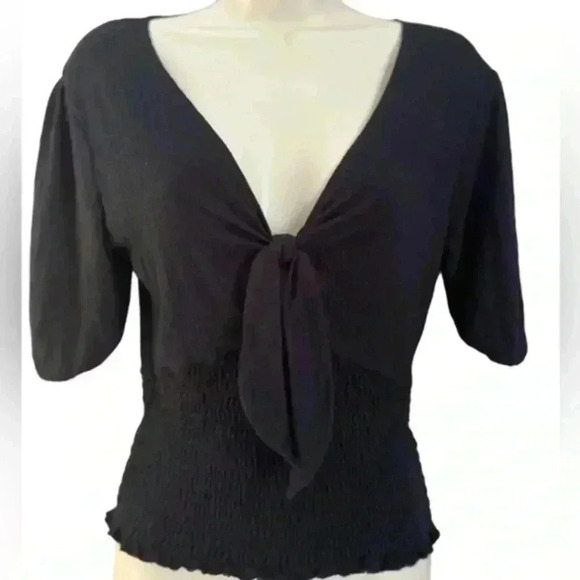 Abercrombie & Fitch V Neck Knit Top Black Small - Picture 1 of 5
